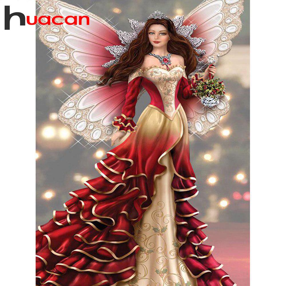 Huacan 5D DIY Алмазная картина  Бабочка Фея  3D Вышивка Крестом 5D Декор Full round 25*30 cm