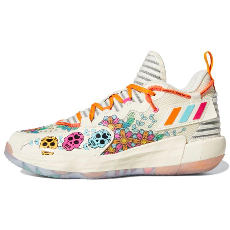 Adidas Dame 7 EXTPLY Day of The Dead Мужские кроссовки White Tennessee-Orange Core-Black GW3832 45⅓