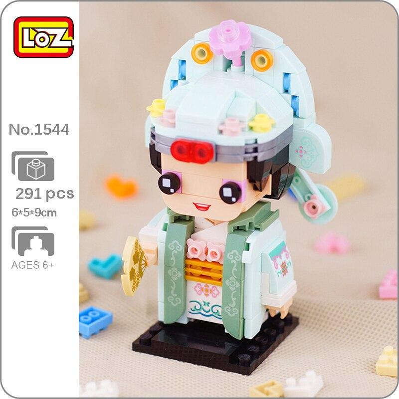 LOZ 1544 классическая Пекинская опера Китай древний фанат ученый 3D модель DIY мини-блоки кирпичи строительная игрушка без коробки