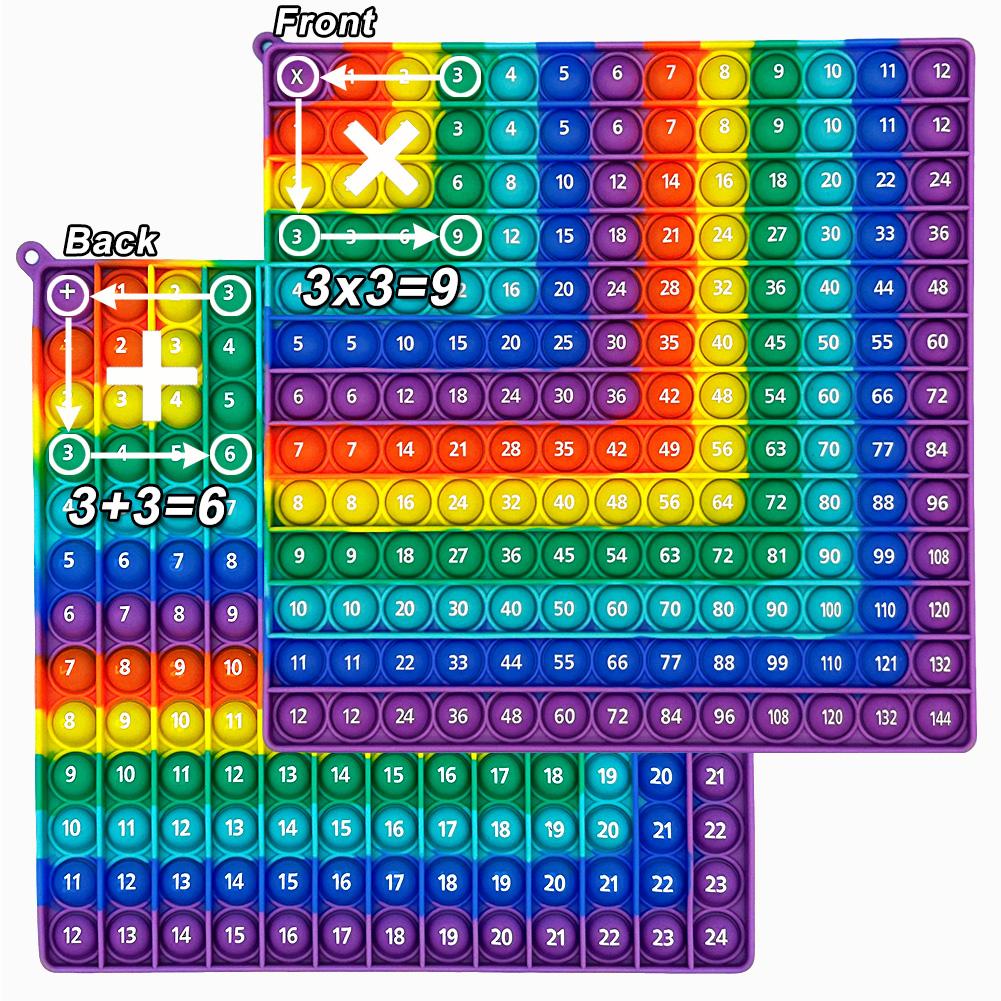 12x12 и 12 + 12, математическая игра на умножение, сложение, поп-игрушки, радужный силикон, двусторонняя таблица умножения, развивающие игрушки, подарки для детей