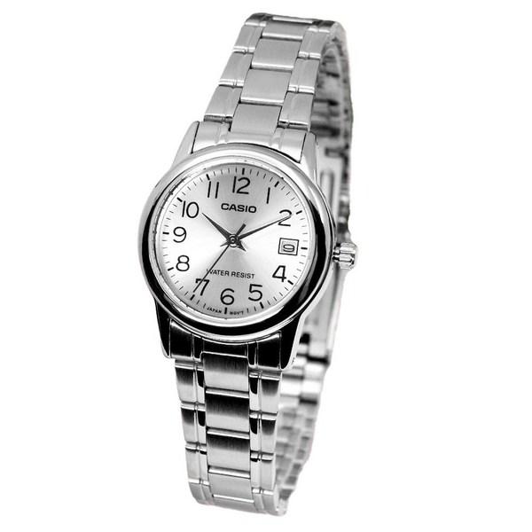 Casio Маленькие студенческие часы из минерального стекла для женского костюма 002 серебристо-белые B