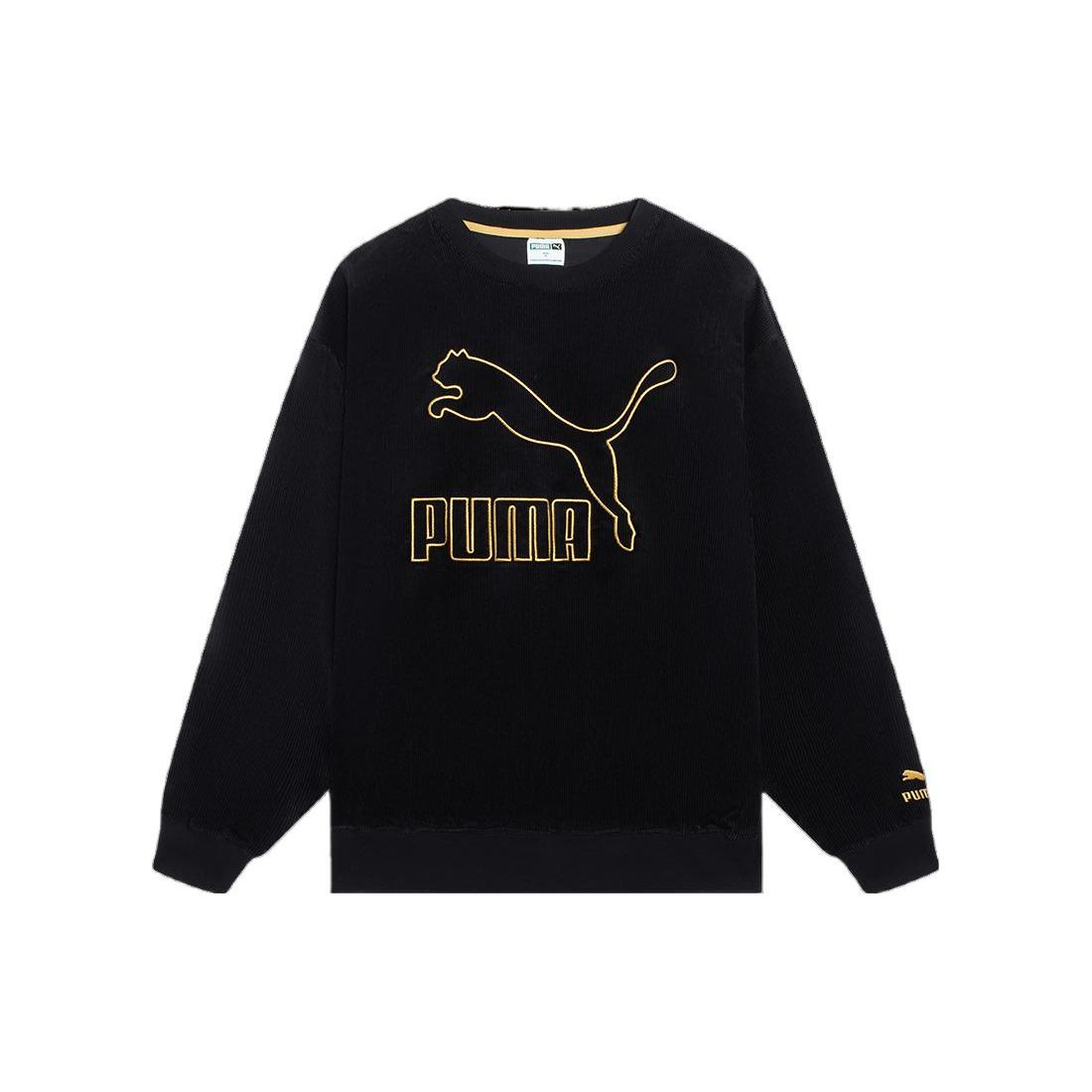 Пуловер с круглым вырезом и принтом логотипа Puma, мужские топы, черный 539834-01 XS