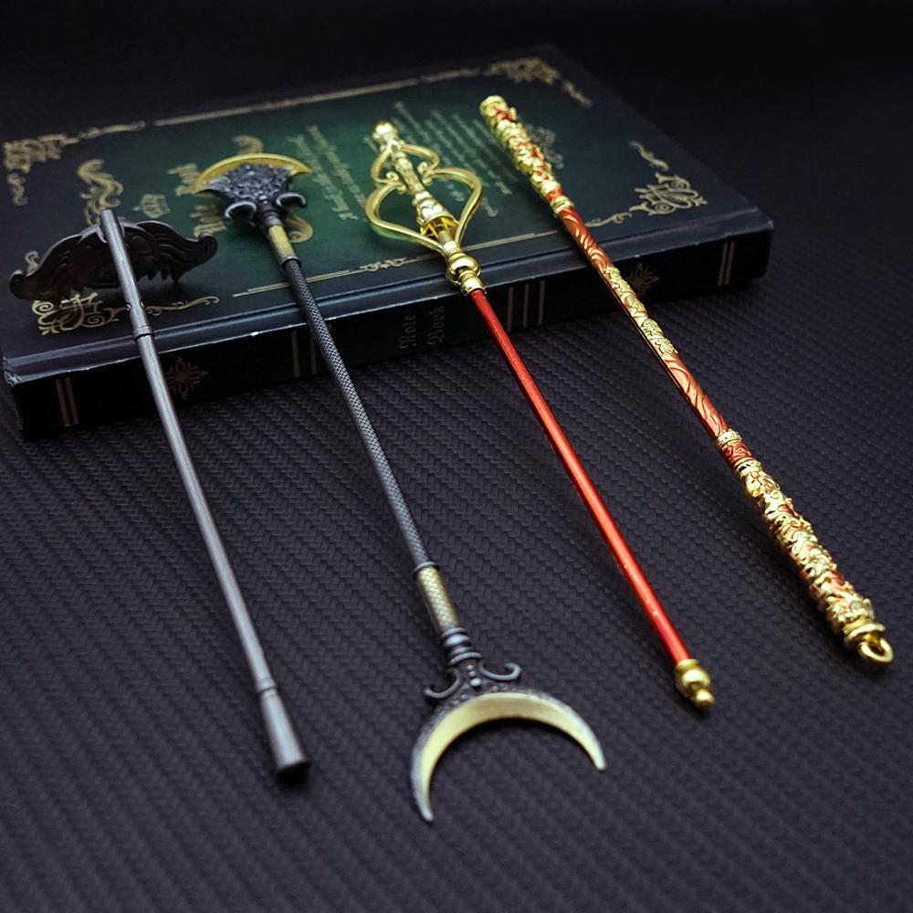 4 шт./лот черный миф WuKong оружие брелок Путешествие на Запад брелки для ключей для мужчин игровые аксессуары брелок для ключей Llaveros 15cm