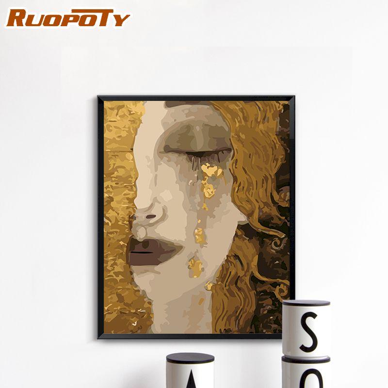 Ruopoty DIY Mordern Lady Картины по номерам Краски DIY Картина маслом Современная настенная художественная акриловая краска для декора гостиной 40x50CM Безрамное