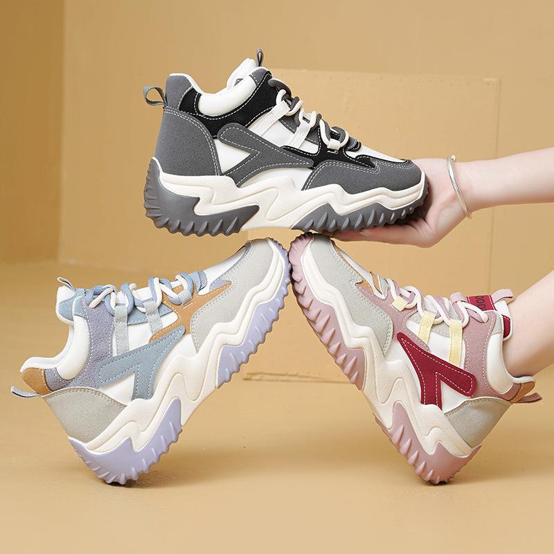 Модные женские туфли в корейском стиле Dad Shoes Универсальная спортивная обувь Уличная обувь, увеличивающая рост для женщин 35 фиолетовый