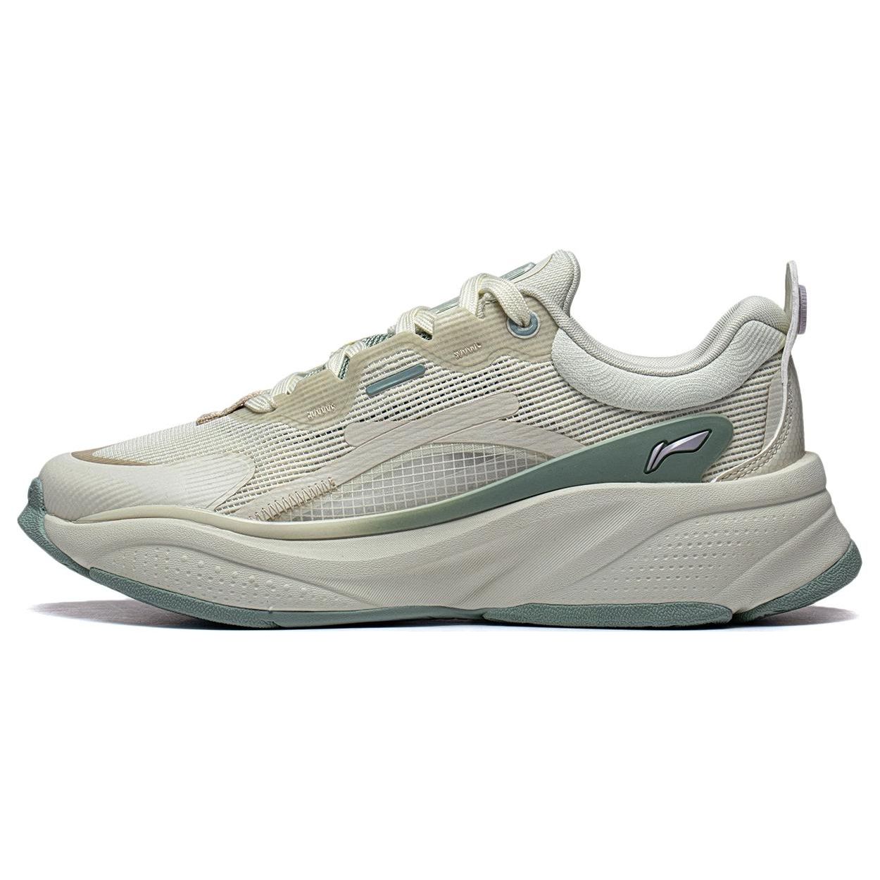 Li Ning Мягкие нескользящие водонепроницаемые низкие повседневные туфли женские кроссовки зеленые AGLT052-2 35⅔