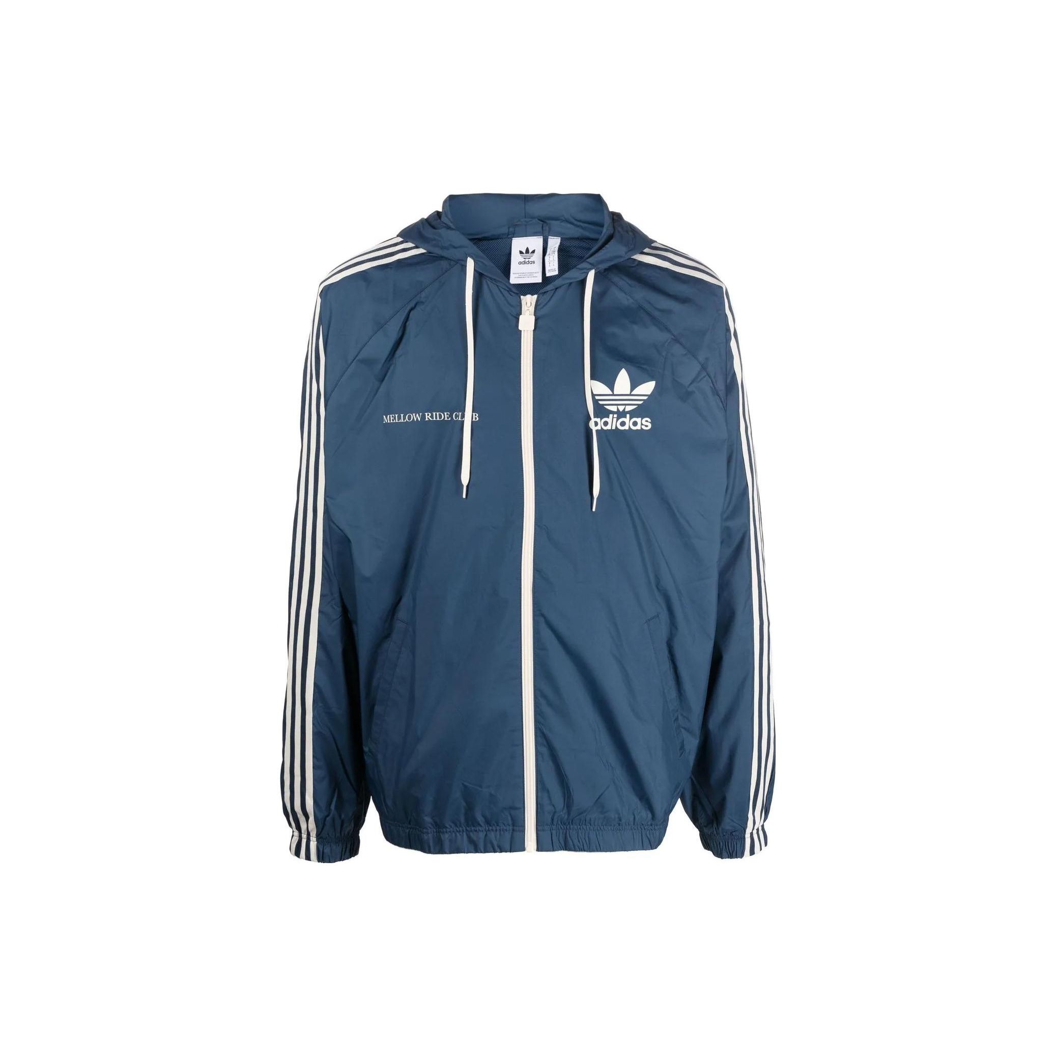 Adidas Originals Clover Logo Print С капюшоном и шнурком Спортивная куртка Мужская верхняя одежда Синий HL9281 S