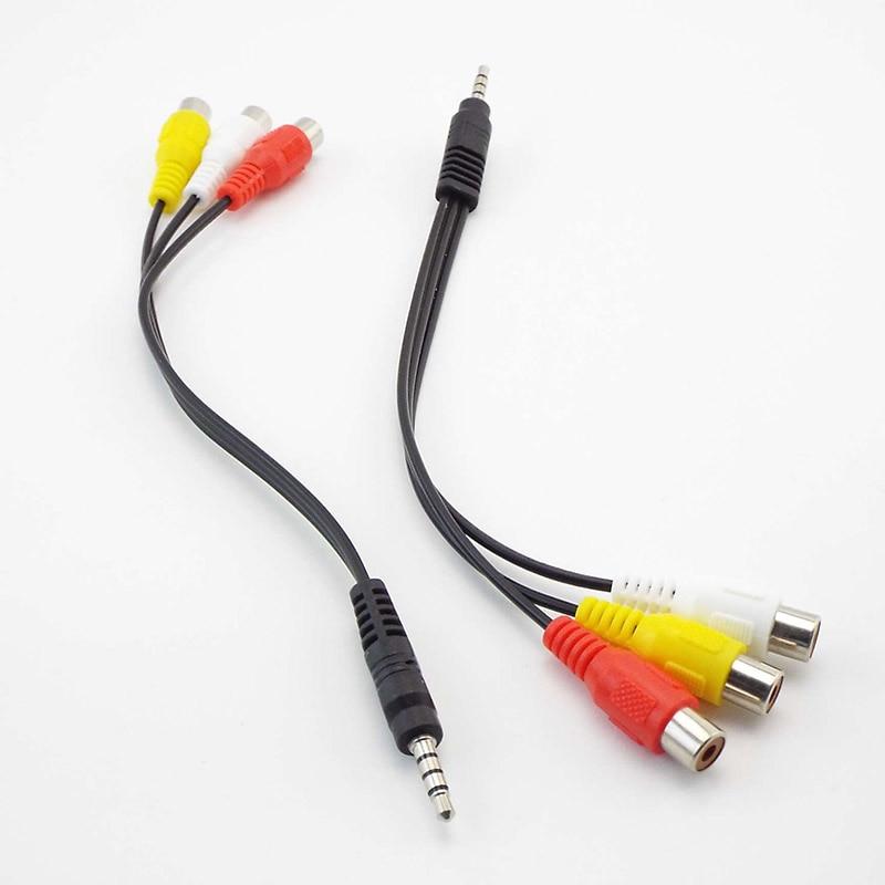 От 3,5 до 3 Rca Женский 3RCA Женский 3,5 мм Штекер Разъем Мужской до 3 Rca Адаптер Кабельный разъем Удлинитель