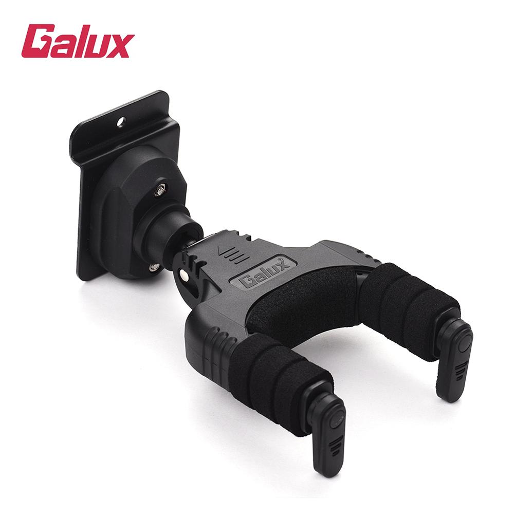 GALUX GH110M Автозамок, вешалка для гитары, держатель с крючком, планка, настенное крепление для акустической фолк-классической гитары, электрогитары, бас-мандолины чёрный