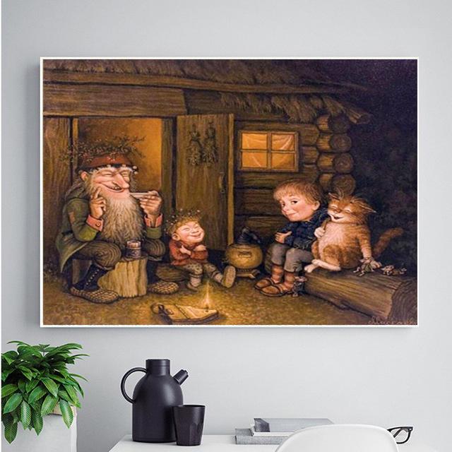 5D Diy Алмазная картина со стразами «Коттедж и люди» Вышивка крестом Домашний декор 20X30CM