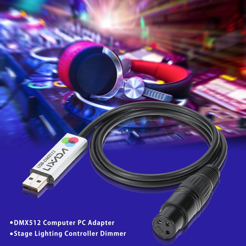 Адаптер интерфейса Lixada USB-DMX, светодиодный DMX512, компьютер, ПК, контроллер сценического освещения, диммер