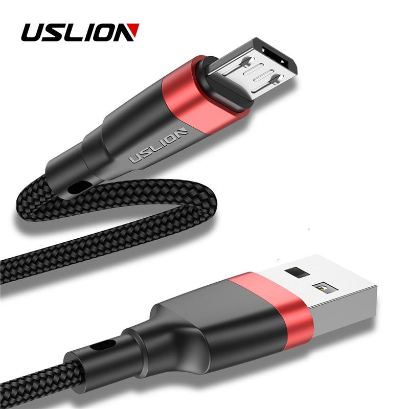 USLION 1M 3A Кабель для быстрой зарядки Micro USB USB-кабель для передачи данных Шнур Android Кабель Microusb для быстрой зарядки 1M красный