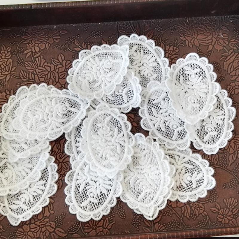 10 шт./лот, белая хлопковая ткань из органзы с вышивкой, кружевная нашивка, отделка одежды, свадебное платье, аппликация «сделай сам», скрапбукинг