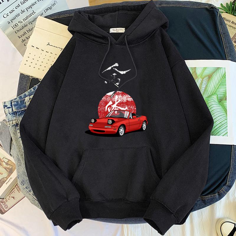 Толстовка с капюшоном в стиле аниме Initial D Rising Jap Jdm Drift Red Car, модные топы в стиле Харадзюку, уличная одежда, флисовые толстовки с капюшоном, унисекс, с длинным рукавом 2XL
