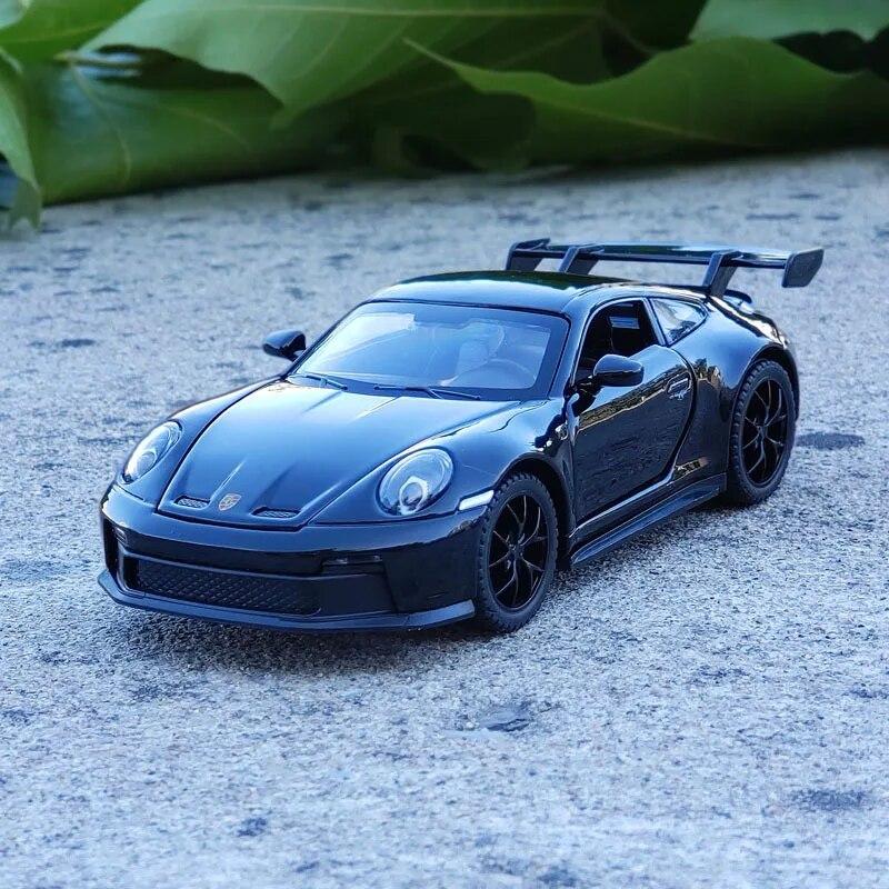 1:32 Porsche 911 GT3 суперкар, модель автомобиля из сплава, литье под давлением, металлическая игрушечная машина, звук и свет, детские игрушки для мальчиков, коллекционные подарки чёрный