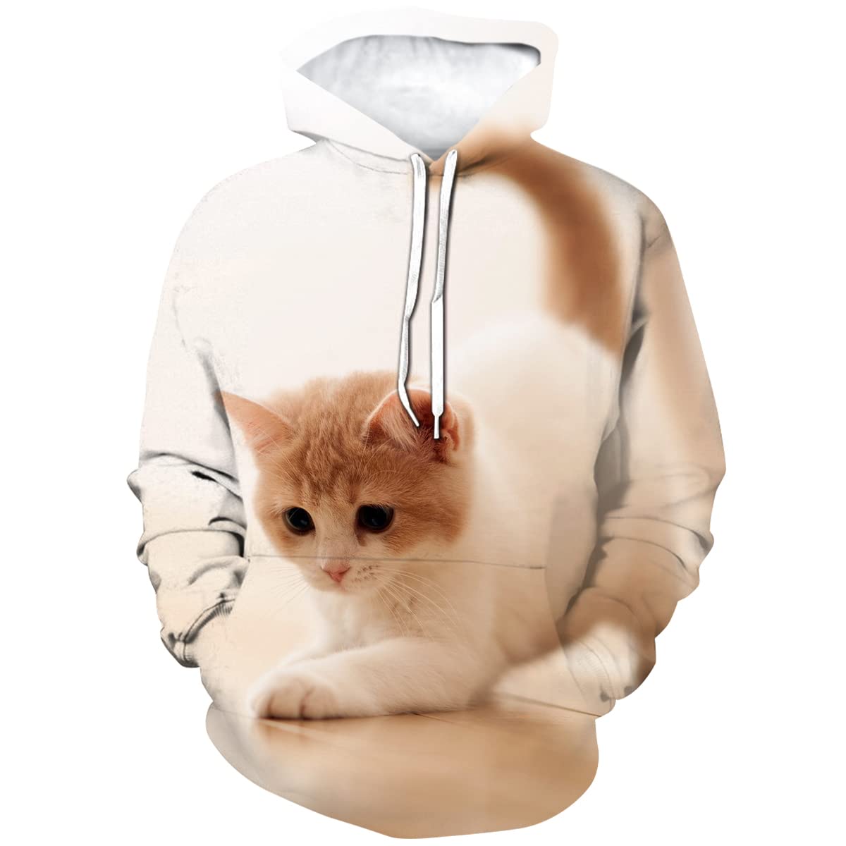 Осенние толстовки с капюшоном Cat 3D Print Женская уличная одежда Мужская мода Животный узор Толстовка Пуловеры Толстовка с капюшоном Оверсайз Молодежная одежда S