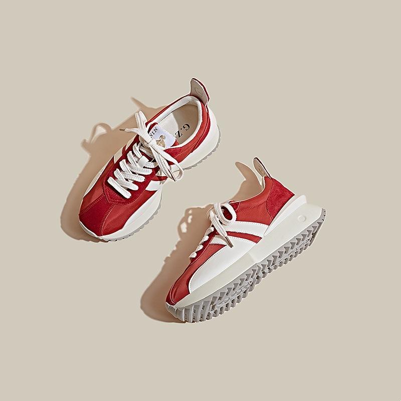 Красные туфли Forrest Gump с небольшой талией, женские весенние новые повседневные спортивные туфли на толстой подошве для папы 35 бежевый