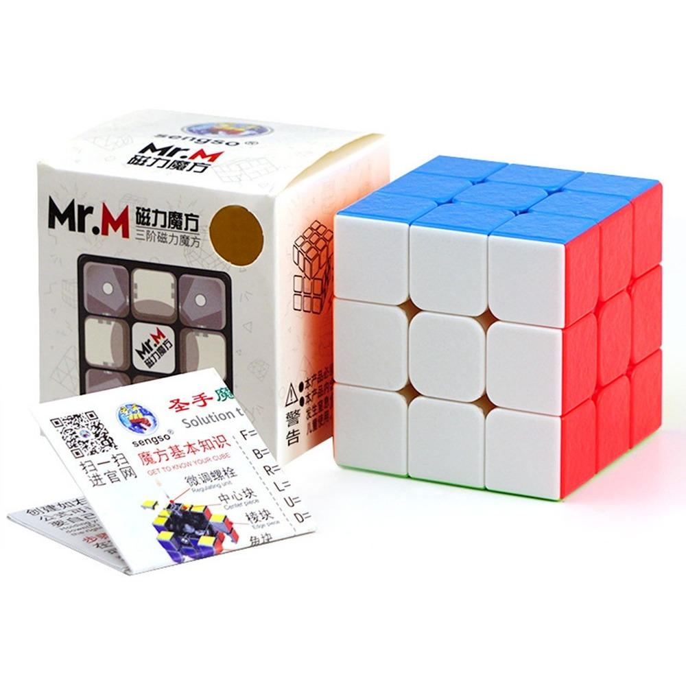 Sengso Mr.M 3x3 Магнитный магический куб без наклеек черный Shengshou Mr M 3x3x3 магниты Speed ​​Cubo Magico игрушки для снятия стресса для взрослых