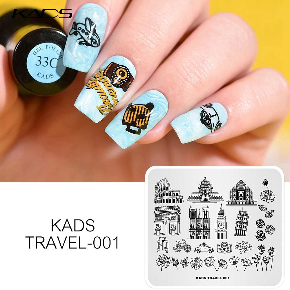 KADS Travel 001 Туризм знаменитое здание транспорт DIY шаблон цветов Красота инструменты дизайн ногтей штамп пластина