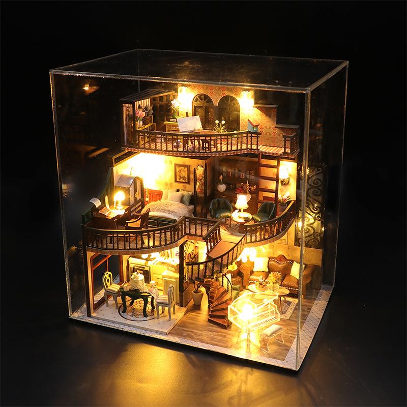 3D головоломка в сборе, миниатюрная модель дома, игрушка, архитектурная модель ручной работы в стиле ретро, ​​кукольный дом, подарок на день рождения 14+