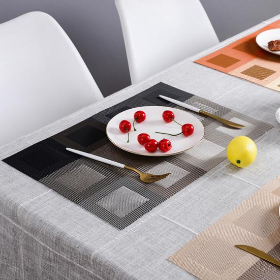 Placemat Теплоизоляционный коврик для чашки для прилавка Износостойкий полосатый обеденный батончик из ПВХ Настольный коврик серый