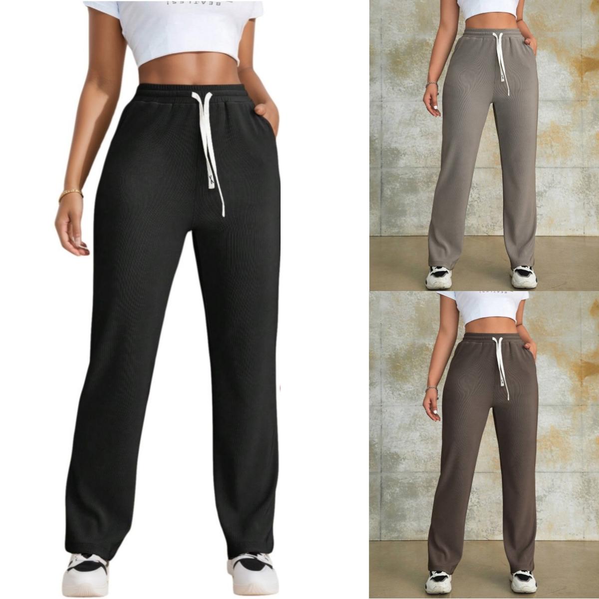 Спортивные штаны Rose Beauty A Solid Drawstring Талия брюки удобные женские свободные повседневные однотонные Harlan Йога Беговые брюки XS чёрный