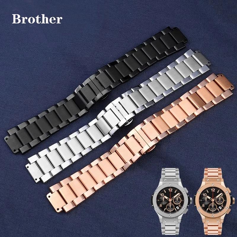 Твердый ремешок из нержавеющей стали для часов Hublot Big Bang Big Bang Classic Fusion Yubo, мужской браслет из тонкой стали 27 мм*19 мм 27mm-19mm