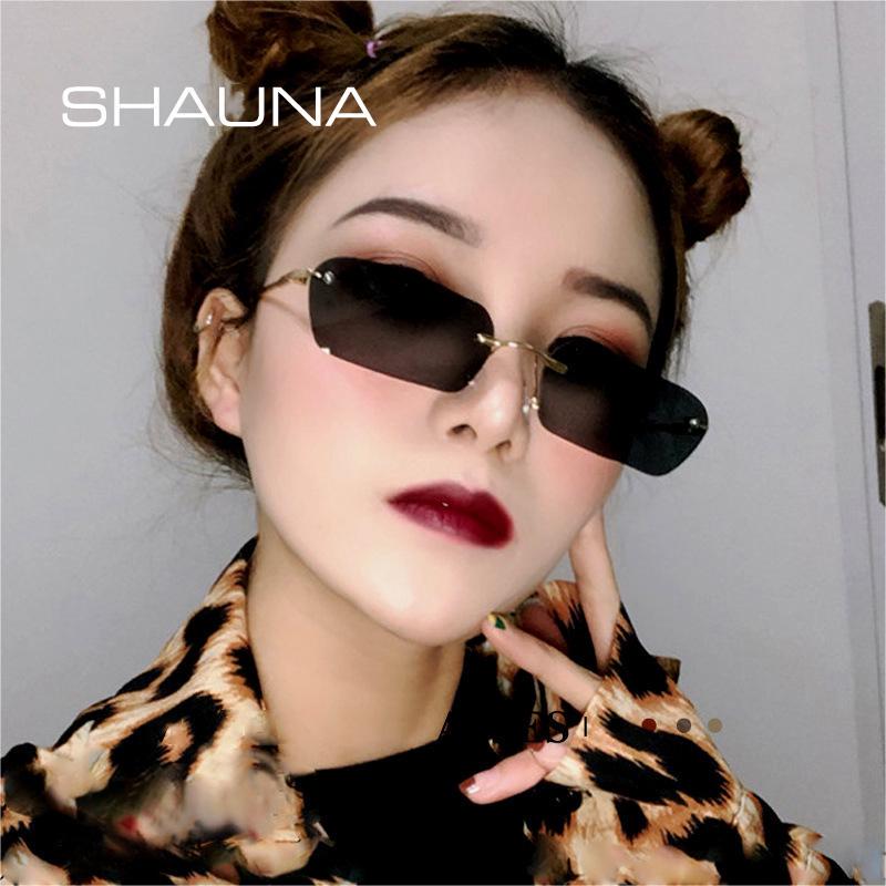 SHAUNA модные маленькие прямоугольные солнцезащитные очки без оправы женские винтажные прозрачные очки с океаническими линзами мужские овальные солнцезащитные очки оттенки