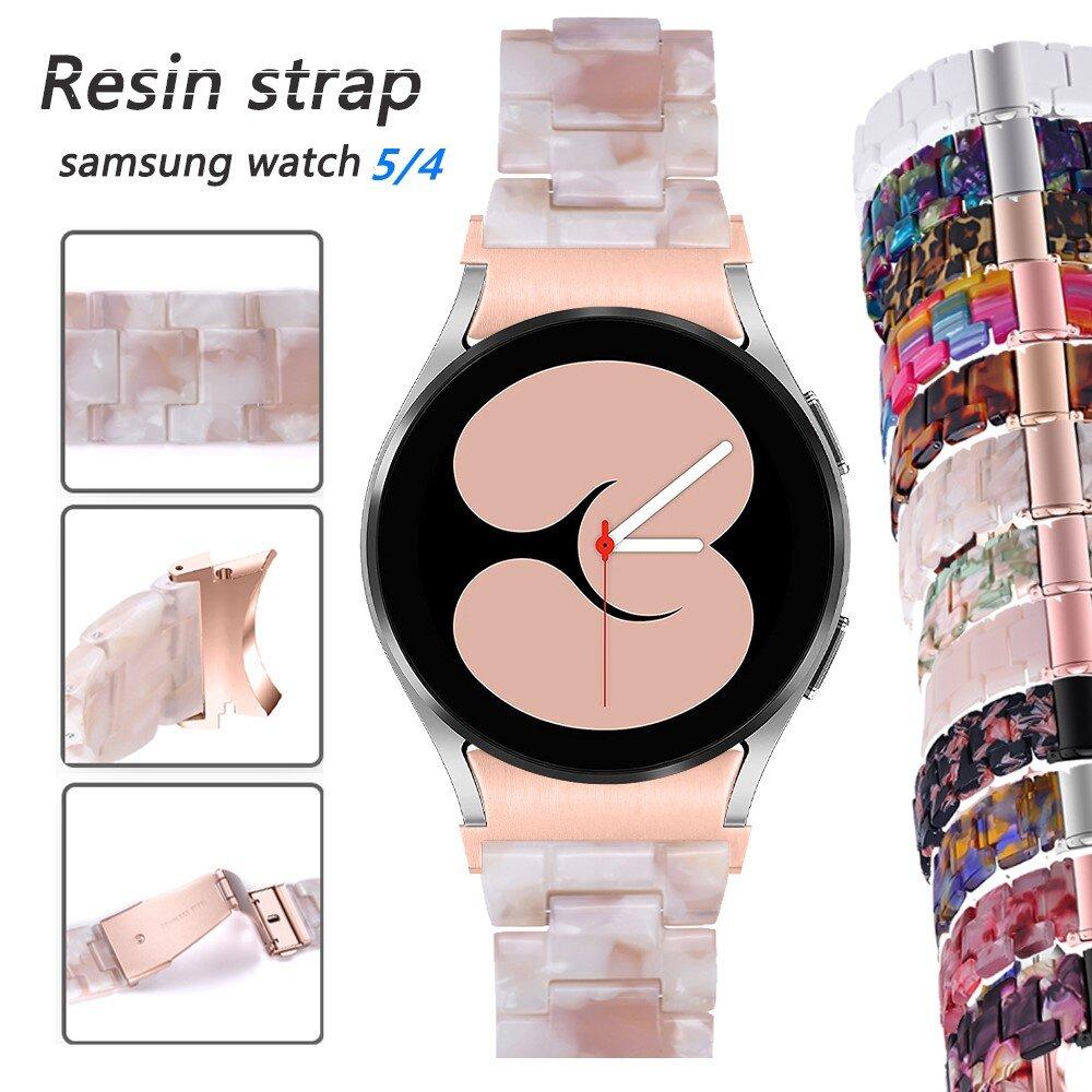 Ремешок из смолы без зазоров для Samsung Galaxy Watch5 Pro 44 мм 40 мм/Galaxy Watch 4 Classic 46 мм 42 мм браслет с изогнутым концом Galaxy watch5 40MM розовый/чёрный