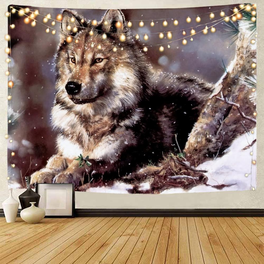 Timberwolf фон Декор гобелен настенный гобелен с изображением волка в богемном стиле хиппи настенный гобелен спальня домашний декор гобелен 100X75CM