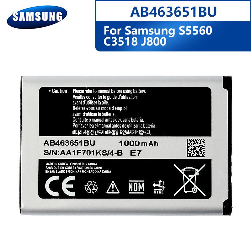 Оригинальный аккумулятор AB463651BU для Samsung J800 S3650 S7070 S5608 S3370 L700 W559 S5628 C3222 AB463651BC AB463651BE ​​1000 мАч