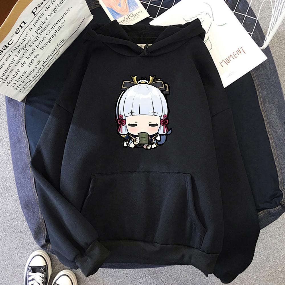 Kawaii Game Role Ayaka Print Hoodies Genshin Impact Sweatshirt Unisex Fashion Oversize Itself Long Sleeve Pullover Sudaderas Y2k Unisex Tops L