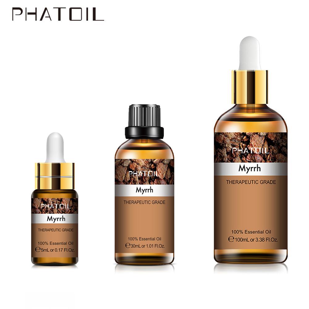 PHATOIL 5/10/30/100 мл эфирное масло мирры для диффузора, ароматерапии, освежающей стерилизации, облегчения тела, спа-массажа, повышения иммунитета 1 PC