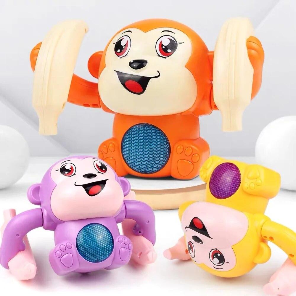 Музыкальные игрушки Голосовая активация Tumble Monkey с музыкальным светом, милая игрушка, электронные игрушки для ползания домашних животных, подарок на день рождения для детей оранжевый