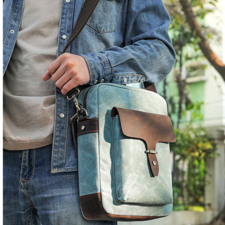 Мужская сумка Crazy Horse Leather Crossbody Bag Retro Tide Head Layer Cowhide Многофункциональная сумка через плечо из натуральной кожи чёрный