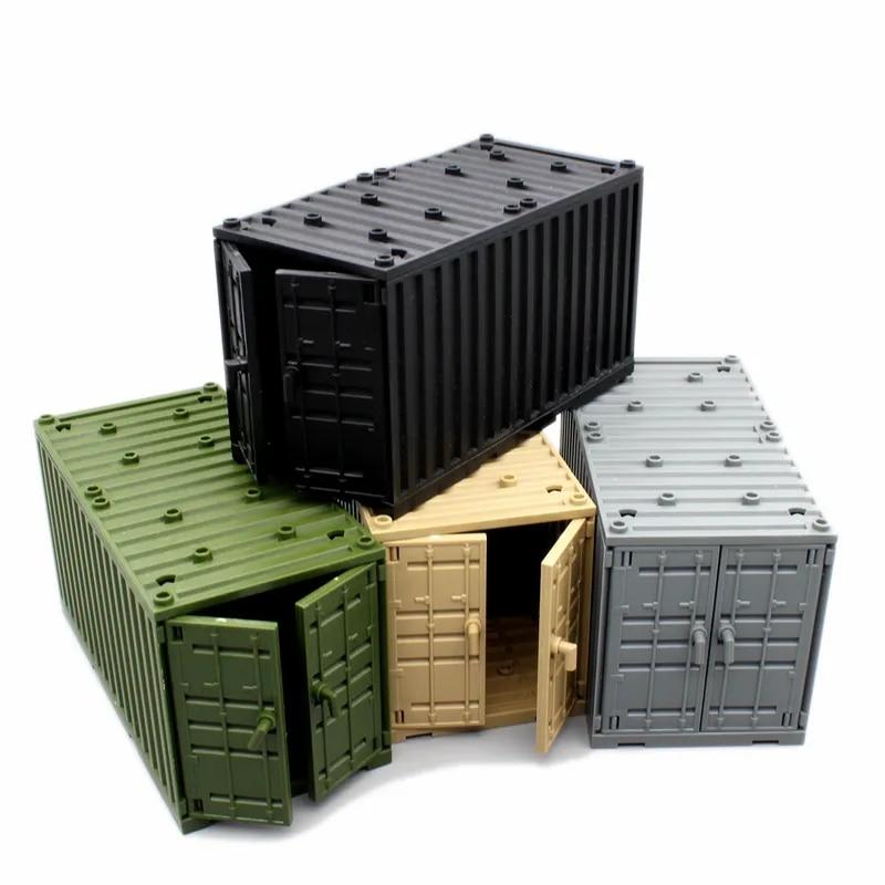 MOC военный контейнер, строительные блоки, коробка, игрушки для мальчиков, военная база времен Второй мировой войны, технические кирпичи, креативный DIY Juguete Bloques Brinquedos