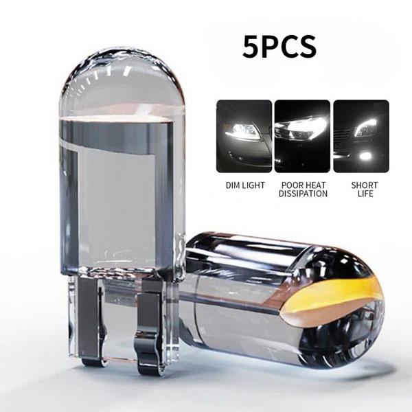 5PCS T10 Индикатор ширины Cob 1smd Интегрированный прозрачный светодиодный автомобильный светильник для чтения 5PCS белый