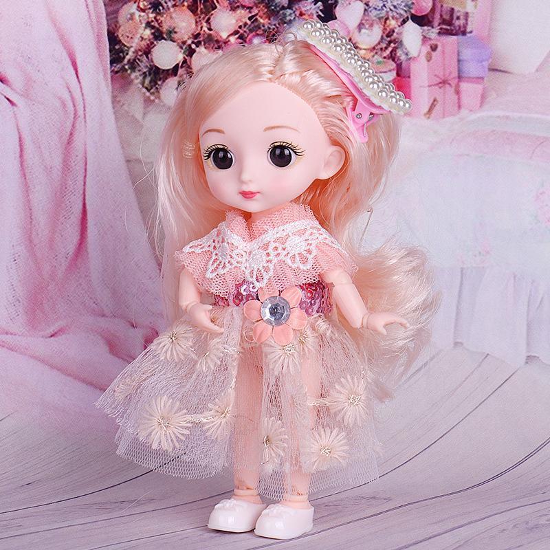 Мини подвижная 21 шарнирная кукла 16 см, игрушка для девочек, 3D большие глаза, BJD принцесса, полная одежда, коллекция платьев, детская кукла в подарок 16cm