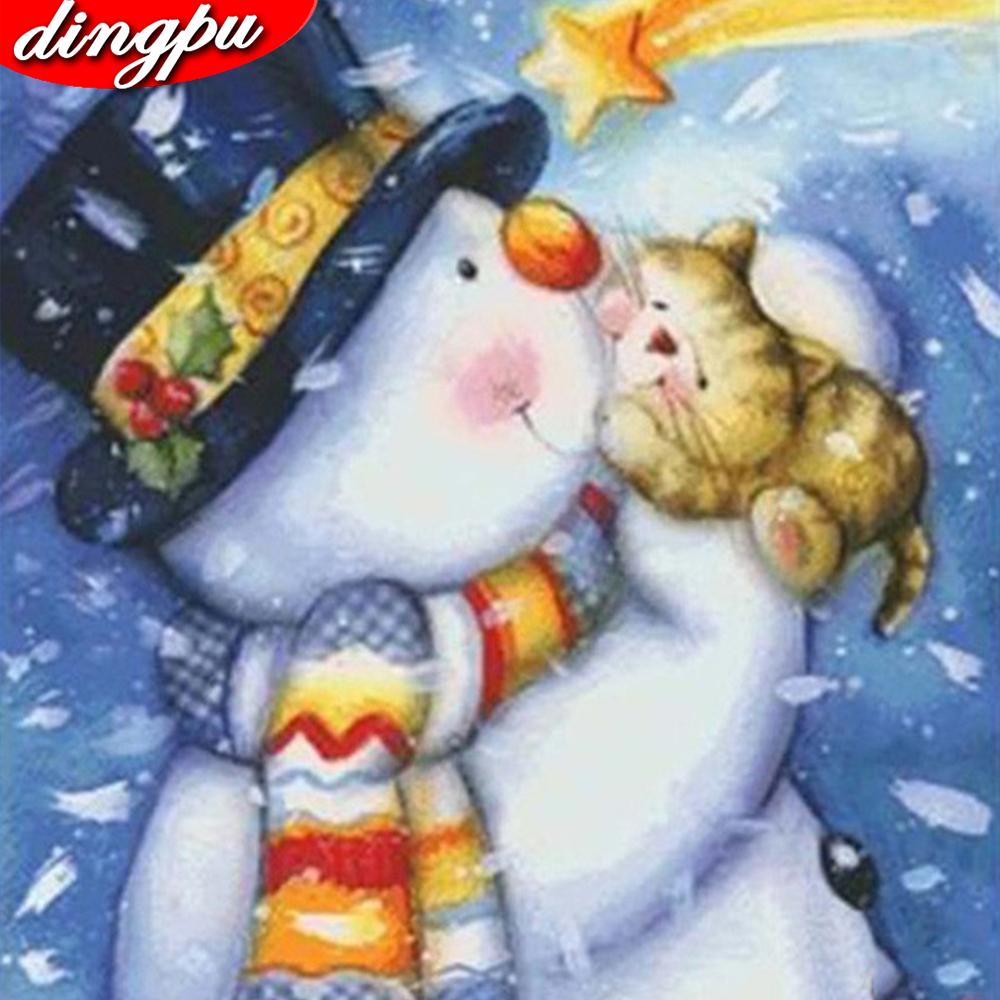 Снежный человек Алмазная картина Санта-Клаус Главная Полная площадь Украшение Вышивка 30x30CM