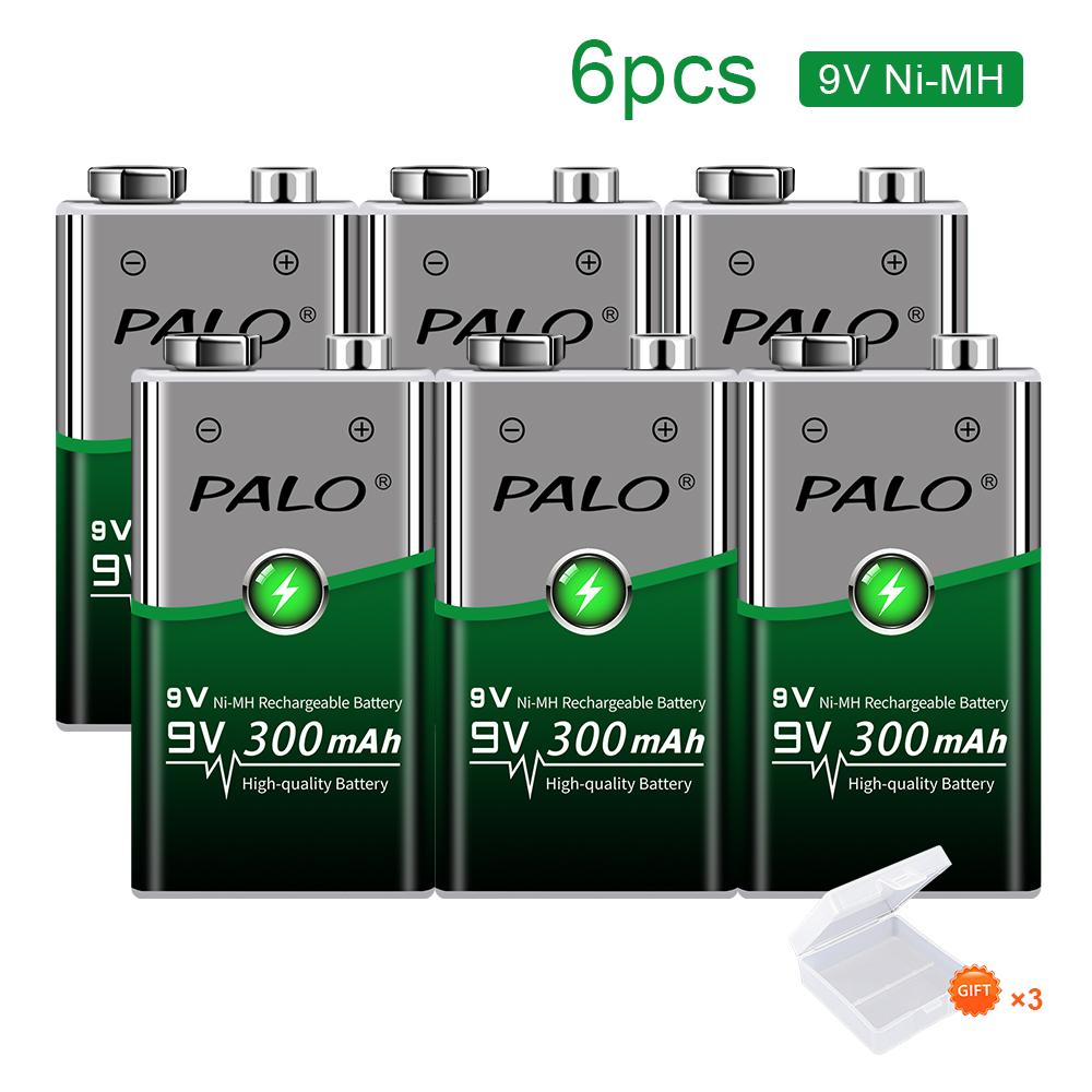 Перезаряжаемая никель-металлгидридная аккумуляторная батарея PALO 9 В, 300 мАч для пульта дистанционного управления микрофоном-мультиметром синий