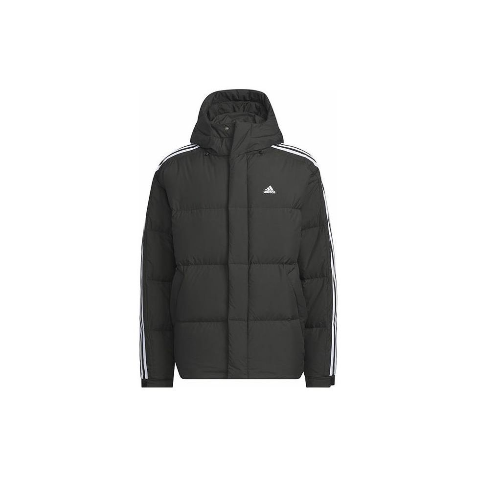 Adidas Пуховая куртка с капюшоном и полосками по бокам, мужская верхняя одежда, черный IT8732 XXL