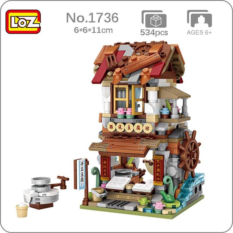 LOZ 1736 City Street Chinatown Тофу Творожный магазин Архитектура Мини-блоки Кирпичи Строительная игрушка для детей Подарок без коробки