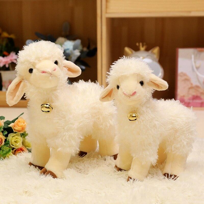 Kawaii милые животные овцы плюшевые игрушки маленький ягненок плюшевые куклы милый колокольчик игрушки из альпаки игрушки высокого качества для детей подарки для девочек 25cm