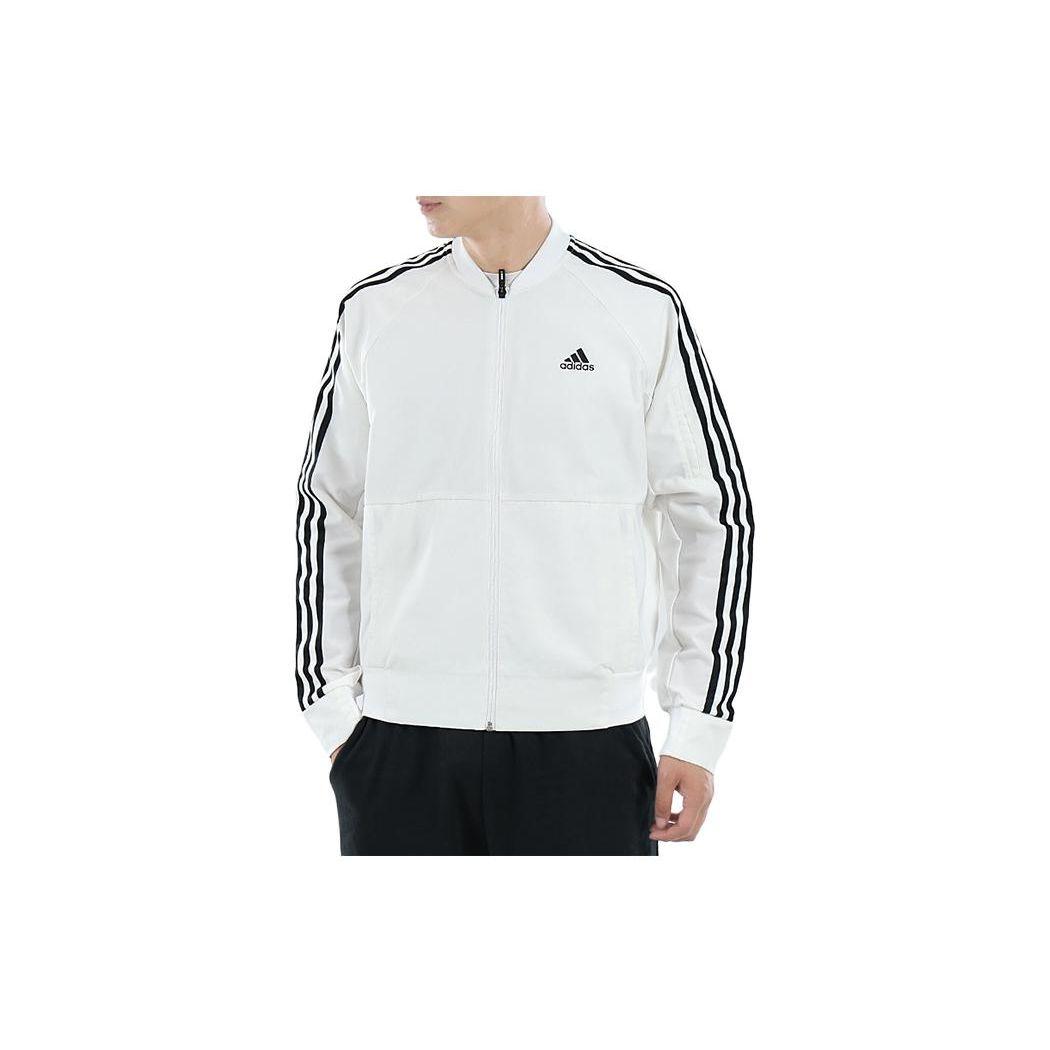 Adidas Полосатая куртка на молнии с воротником-стойкой Мужская верхняя одежда Белый DM5212 M