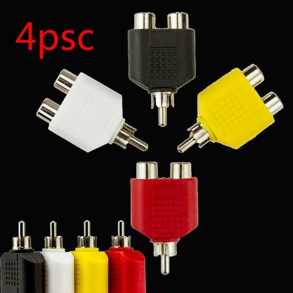 4x RCA Y-разветвитель AV-аудио-видео адаптер, переходник с 1-го на 2-гнездового кабеля