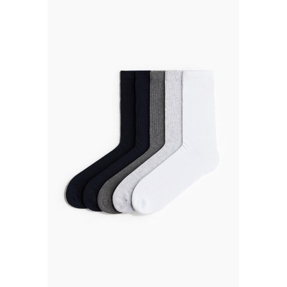 HM Socks Set Of 5 Pairs White Grey Navy Blue Black 4042