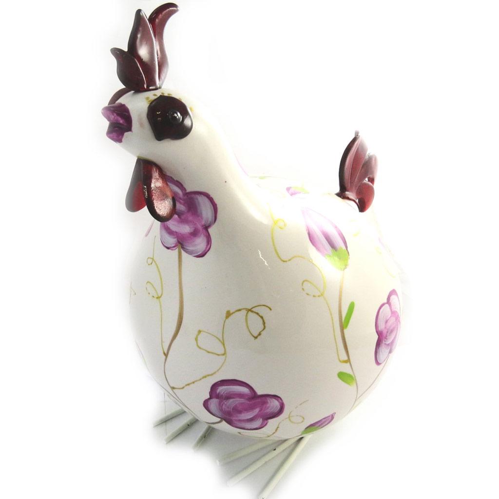 Статуи Les Trésors De Lily [M9051] - Фигурка  Coq Cocorico  цвета слоновой кости фиолетового цвета - 30 см белый