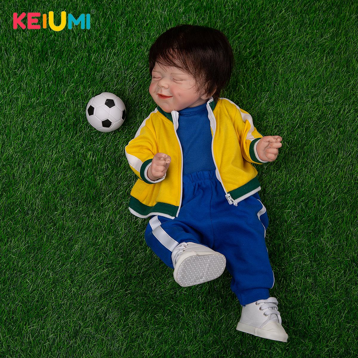 3D-Paintd Skin Football Reborn Baby Boy куклы 19 дюймов полностью силиконовые ресницы с корнем для новорожденных Bebe игрушки куклы детский подарок на день рождения 49 cm