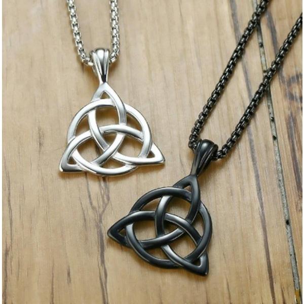 Модное мужское черное кельтское ирландское ожерелье с подвеской Triquetra Trinity Knot, ювелирные изделия чёрный