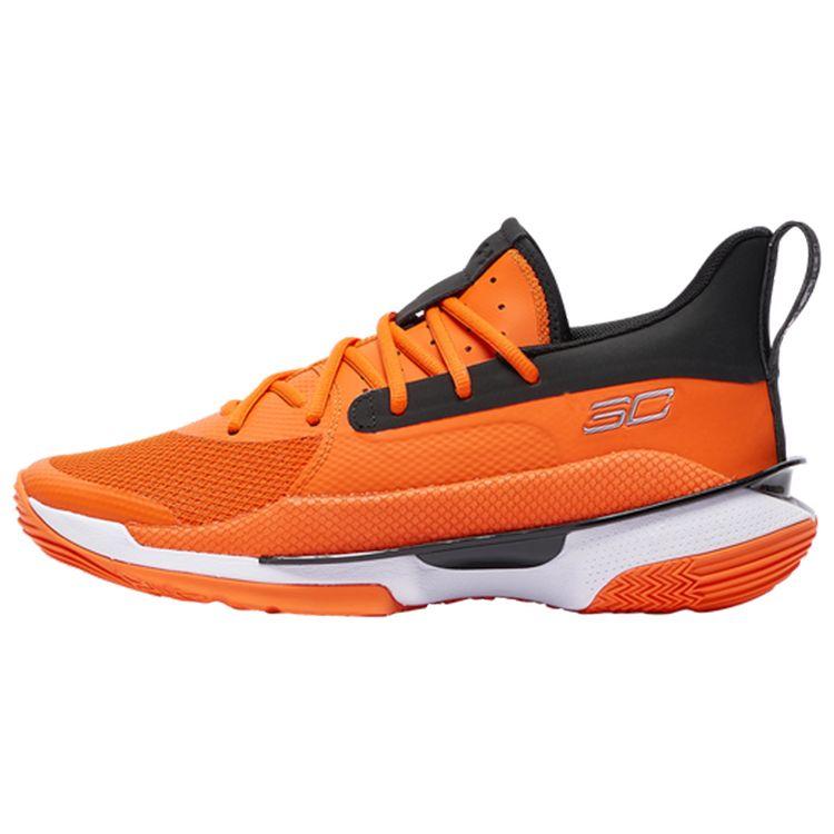 Under Armour Curry 7 Team Team Оранжевые Черные мужские кроссовки Белый Металлик-Серебристый 3023838-803 45